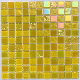 Carreaux de mosaïques irisées en verre jaune coloré pour la cuisine